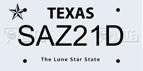 SAZ21D Texas License Plate