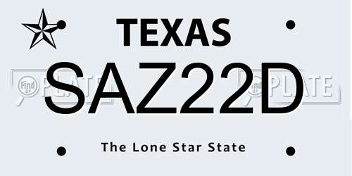 SAZ22D Texas License Plate
