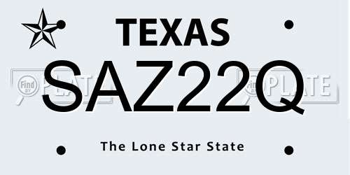 SAZ22Q Texas License Plate
