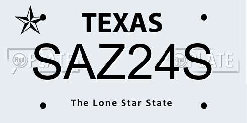 SAZ24S Texas License Plate