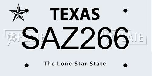 SAZ266 Texas License Plate