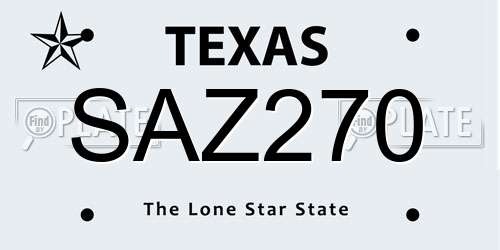 SAZ270 Texas License Plate