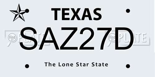 SAZ27D Texas License Plate