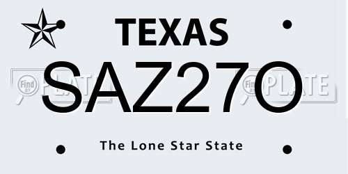 SAZ27O Texas License Plate