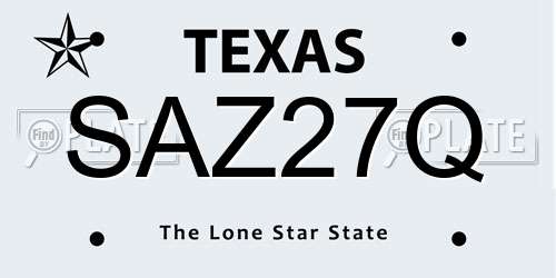 SAZ27Q Texas License Plate