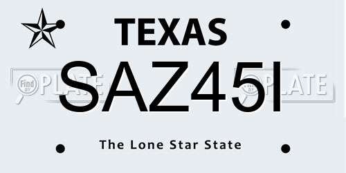 SAZ45I Texas License Plate