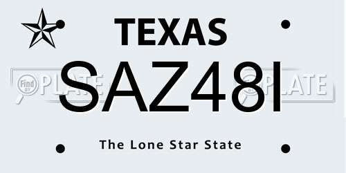SAZ48I Texas License Plate