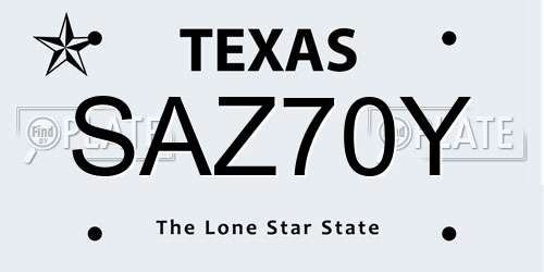 SAZ70Y Texas License Plate