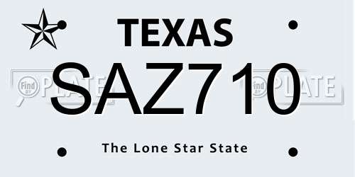 SAZ710 Texas License Plate