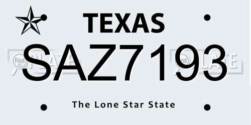 SAZ7193 Texas License Plate