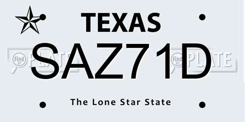 SAZ71D Texas License Plate