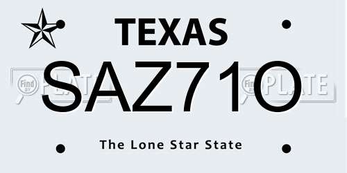 SAZ71O Texas License Plate