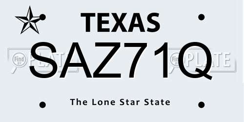 SAZ71Q Texas License Plate