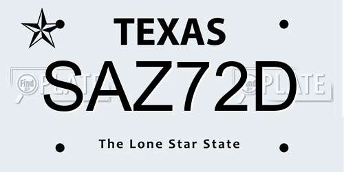 SAZ72D Texas License Plate