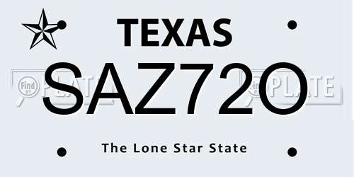 SAZ72O Texas License Plate