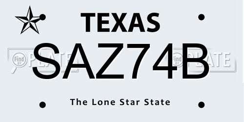 SAZ74B Texas License Plate