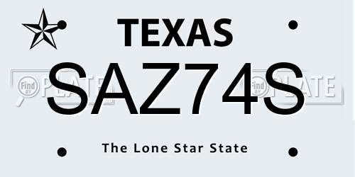 SAZ74S Texas License Plate
