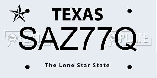 SAZ77Q Texas License Plate