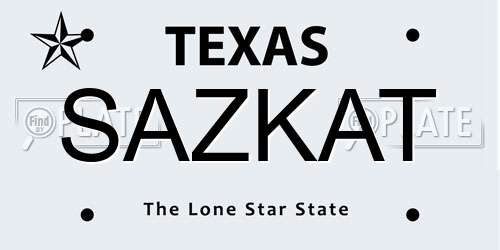 SAZKAT Texas License Plate
