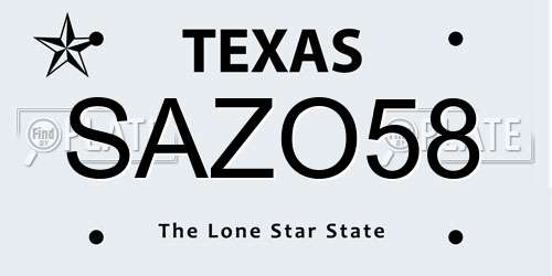 SAZO58 Texas License Plate