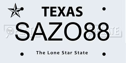 SAZO88 Texas License Plate