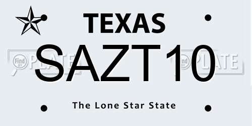 SAZT10 Texas License Plate