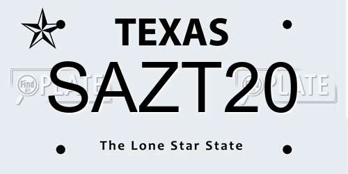 SAZT20 Texas License Plate