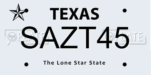 SAZT45 Texas License Plate