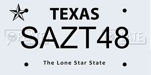 SAZT48 Texas License Plate