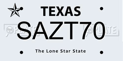 SAZT70 Texas License Plate