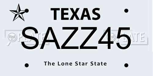 SAZZ45 Texas License Plate