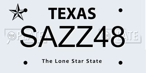SAZZ48 Texas License Plate