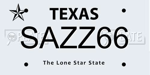 SAZZ66 Texas License Plate