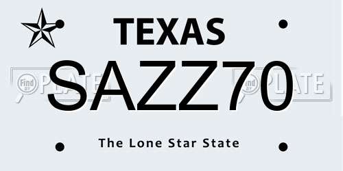 SAZZ70 Texas License Plate