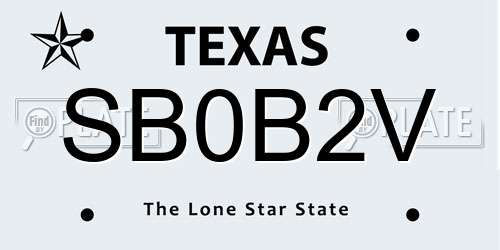 SB0B2V Texas License Plate