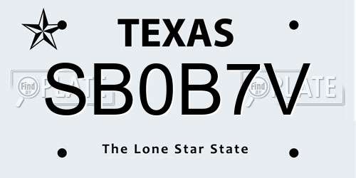 SB0B7V Texas License Plate