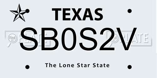 SB0S2V Texas License Plate