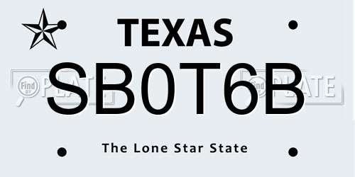 SB0T6B Texas License Plate