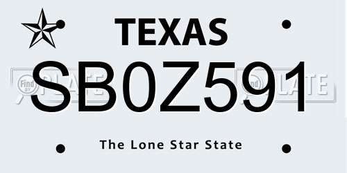 SB0Z591 Texas License Plate