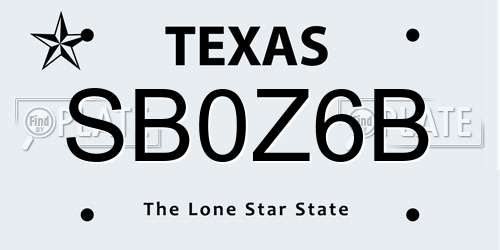 SB0Z6B Texas License Plate