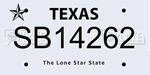 SB14262 Texas License Plate