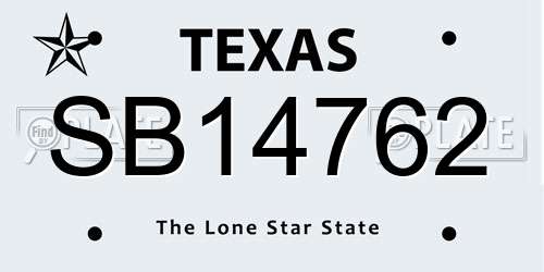SB14762 Texas License Plate