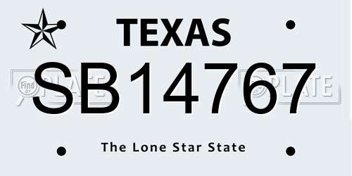 SB14767 Texas License Plate