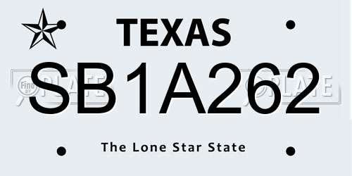 SB1A262 Texas License Plate