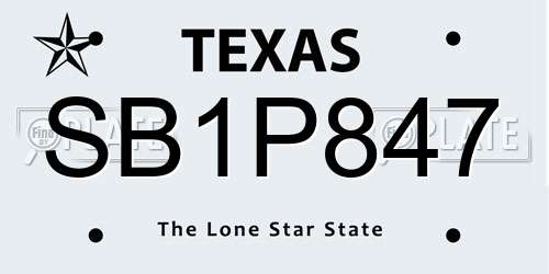 SB1P847 Texas License Plate