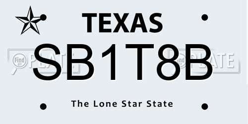 SB1T8B Texas License Plate