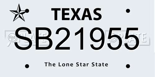 SB21955 Texas License Plate
