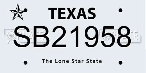 SB21958 Texas License Plate