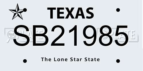SB21985 Texas License Plate