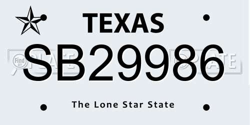 SB29986 Texas License Plate